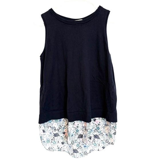LOFT Tops - 2/$30 LOFT - Navy Knit Sleeveless Top with Floral Hem